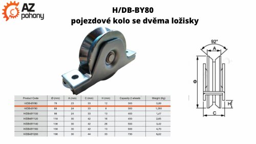 H/DB-BY80 - pojezdové kolo se dvěma ložisky